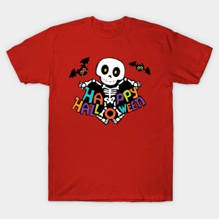 Happy Halloween Bats & Skeleton T-Shirt